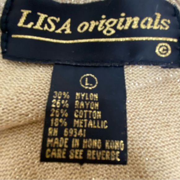 Vintage Lisa Originals Sparkling Zip Front Cardigan 80s-90's Side Pockets Large - Picture 3 of 13